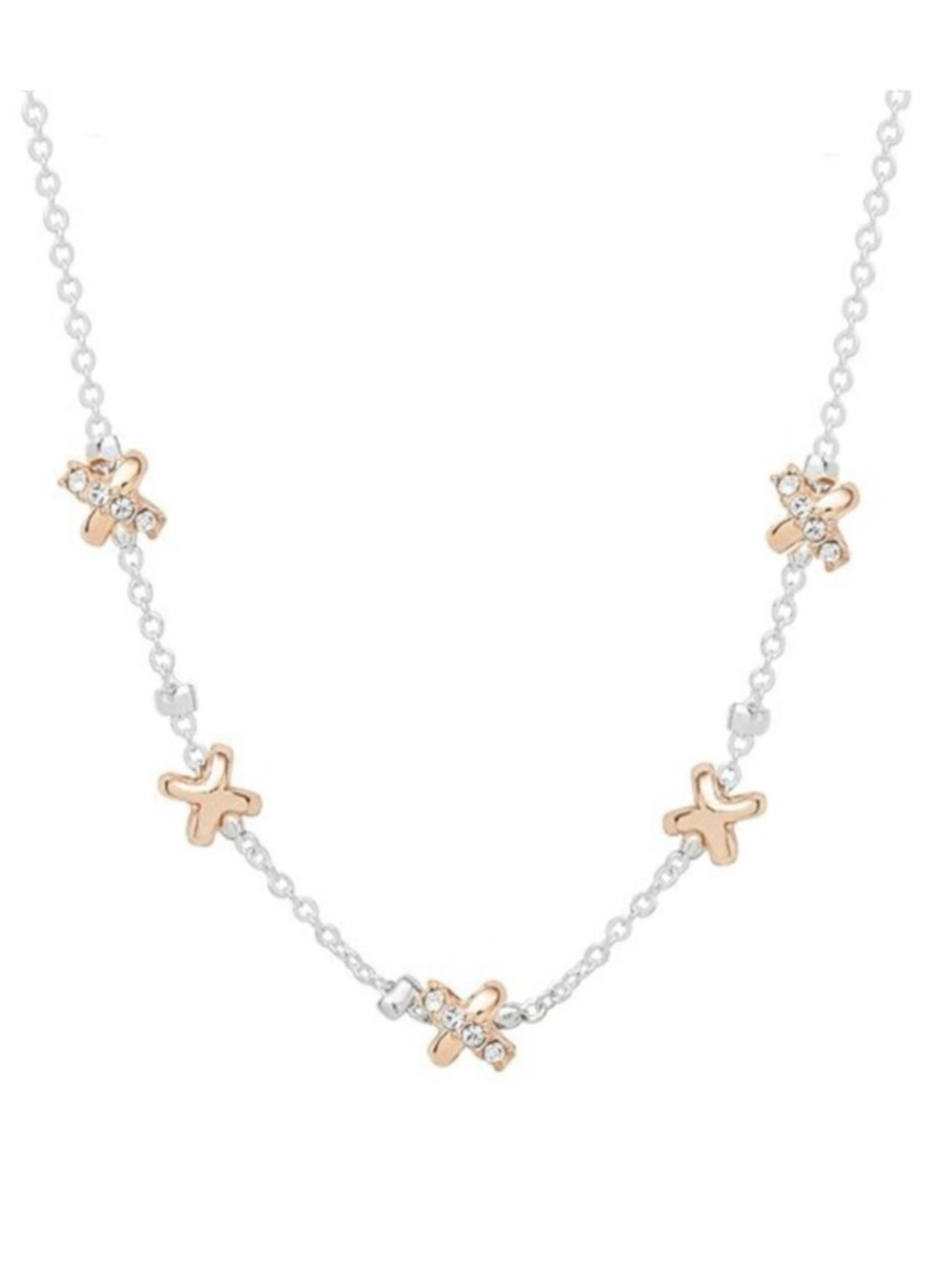 LC Lauren Conrad Two Tone Criss Cross Station Necklace (NWT)